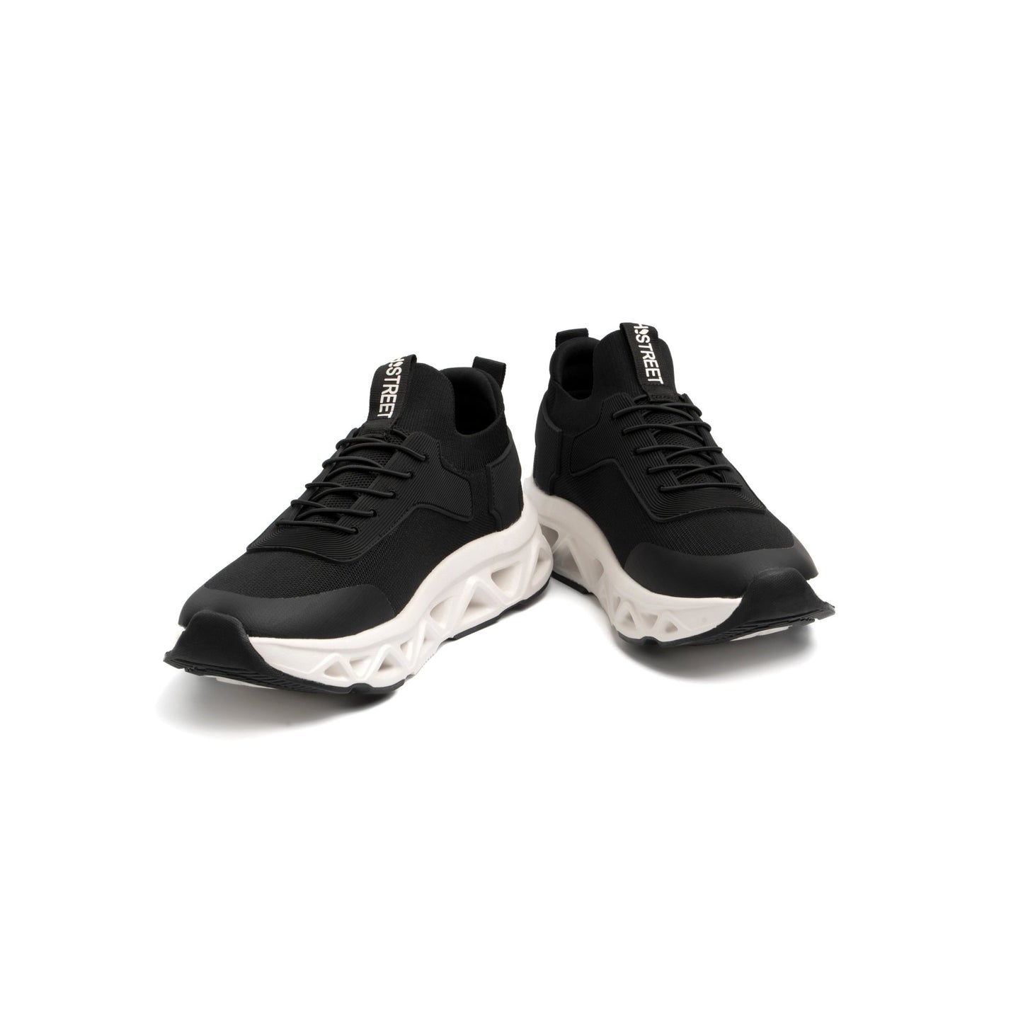 BLACK LACE UP STYLE TRAINERS - Hi-Street
