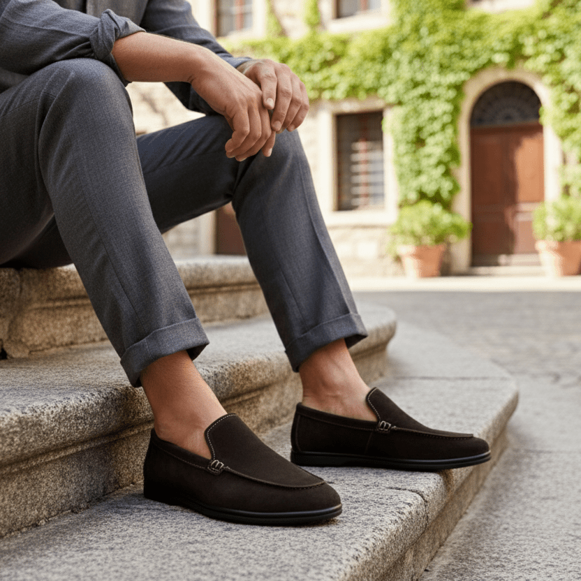 BROWN SUEDE OLD MONEY LOAFERS - Hi-Street