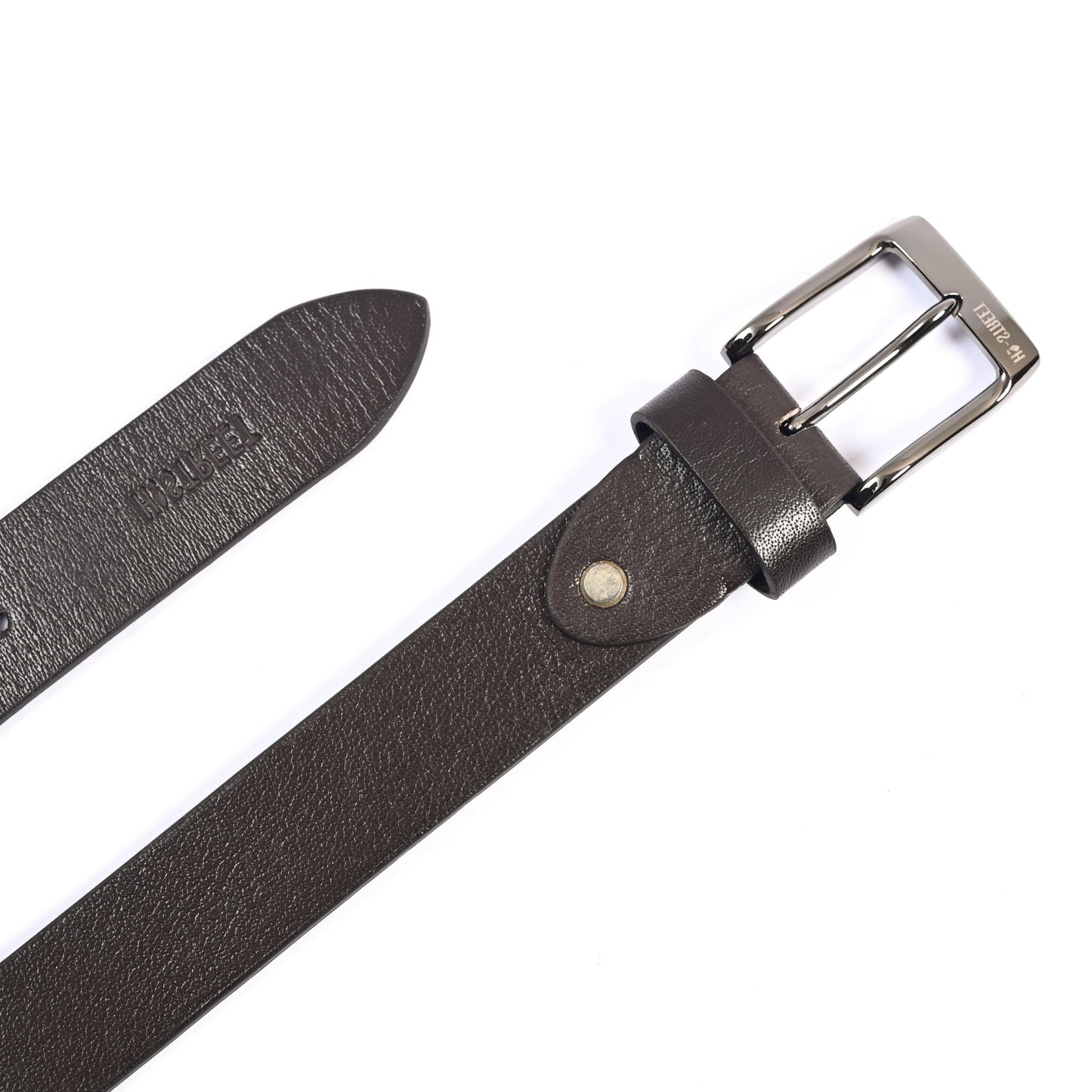 COFFEE ANILINE LEATHER BELT - Hi-Street