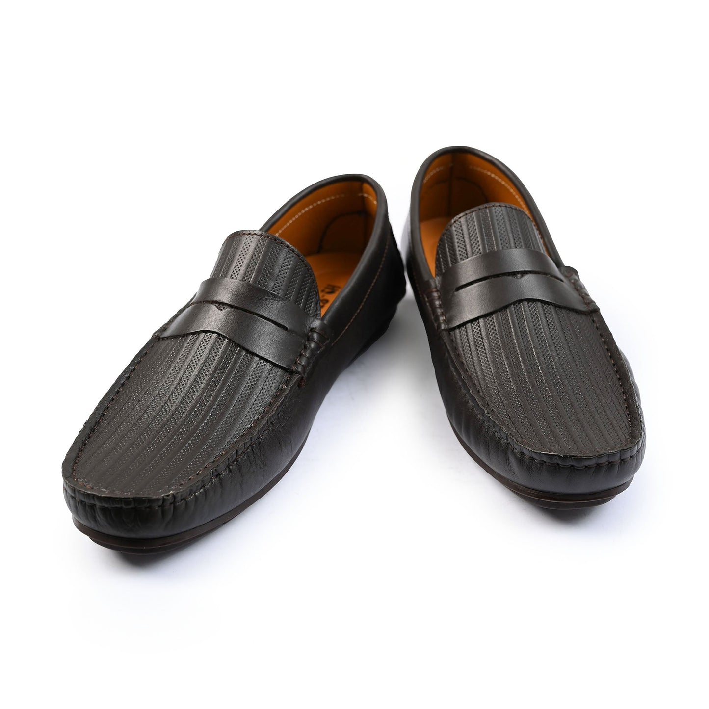 COFFEE TEXTURED LEATHER MOCCASIN - Hi-Street