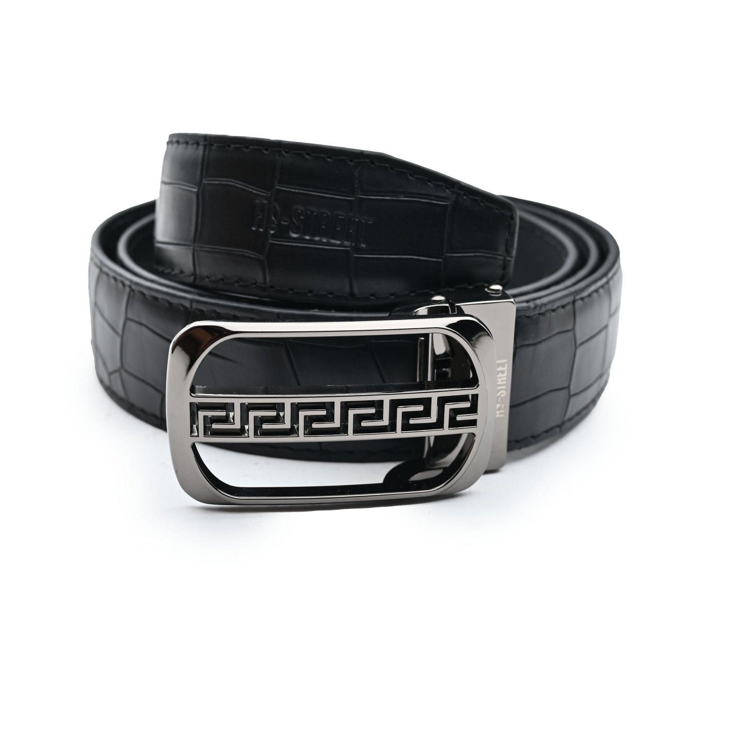 PREMIUM BLACK TEXTURED LEATHER BELT - Hi-Street