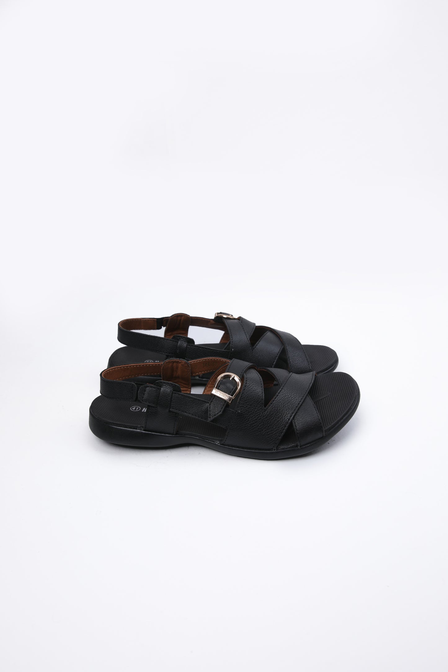 black leather flip flop sandals