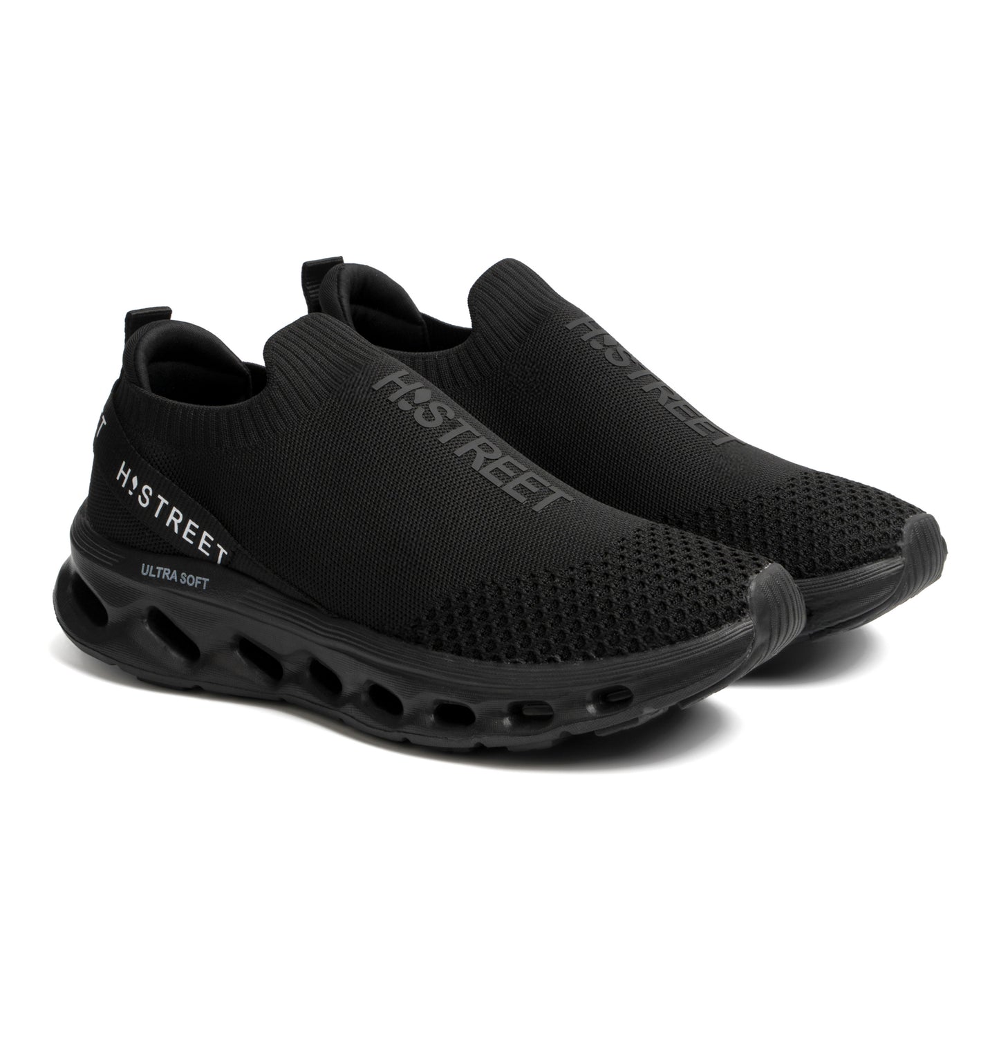 BLACK KNITED SLIP-ONS SHOES