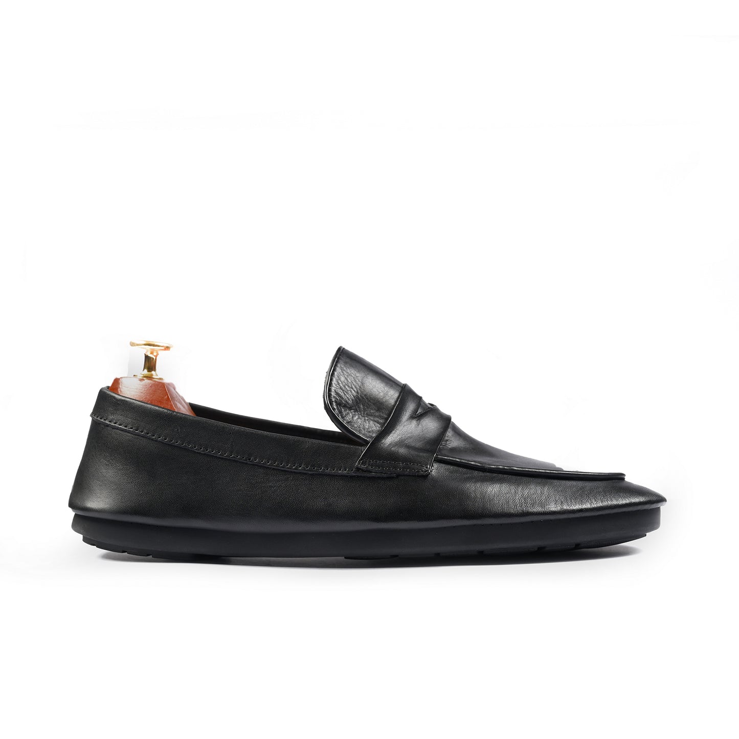 BLACK ANILINE LEATHER MOCCASIN