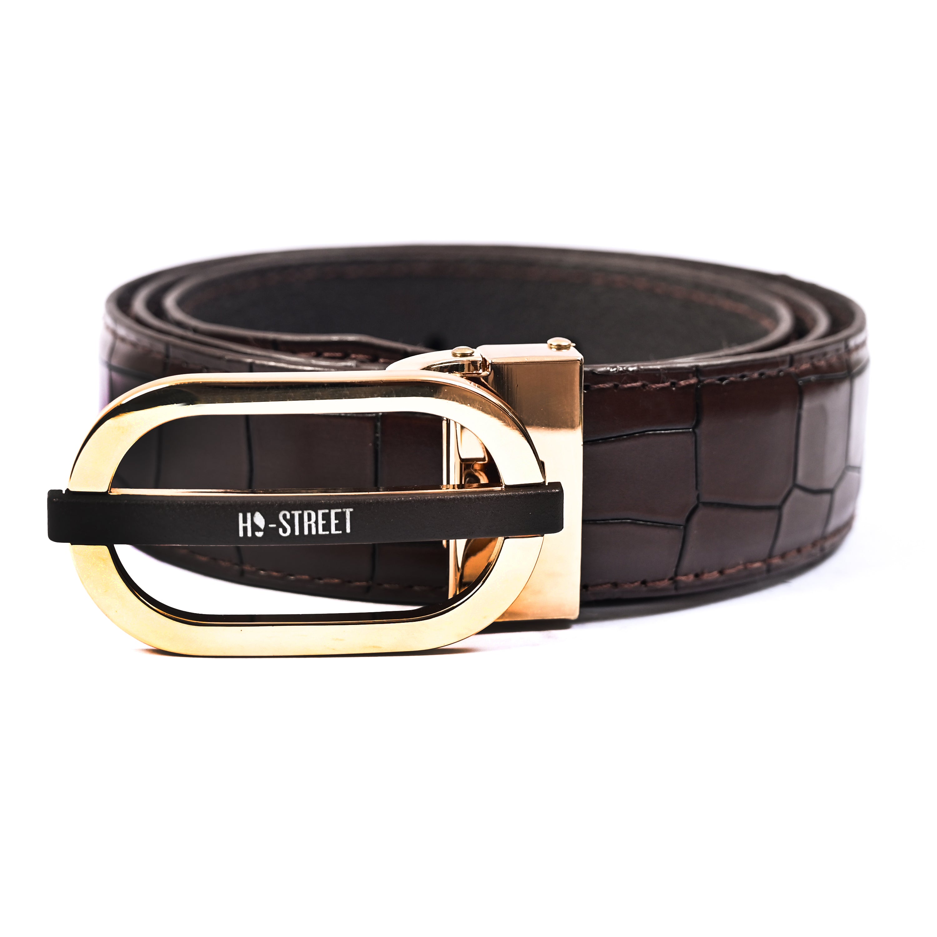 BROWN TEXTURED LEATHER BELT