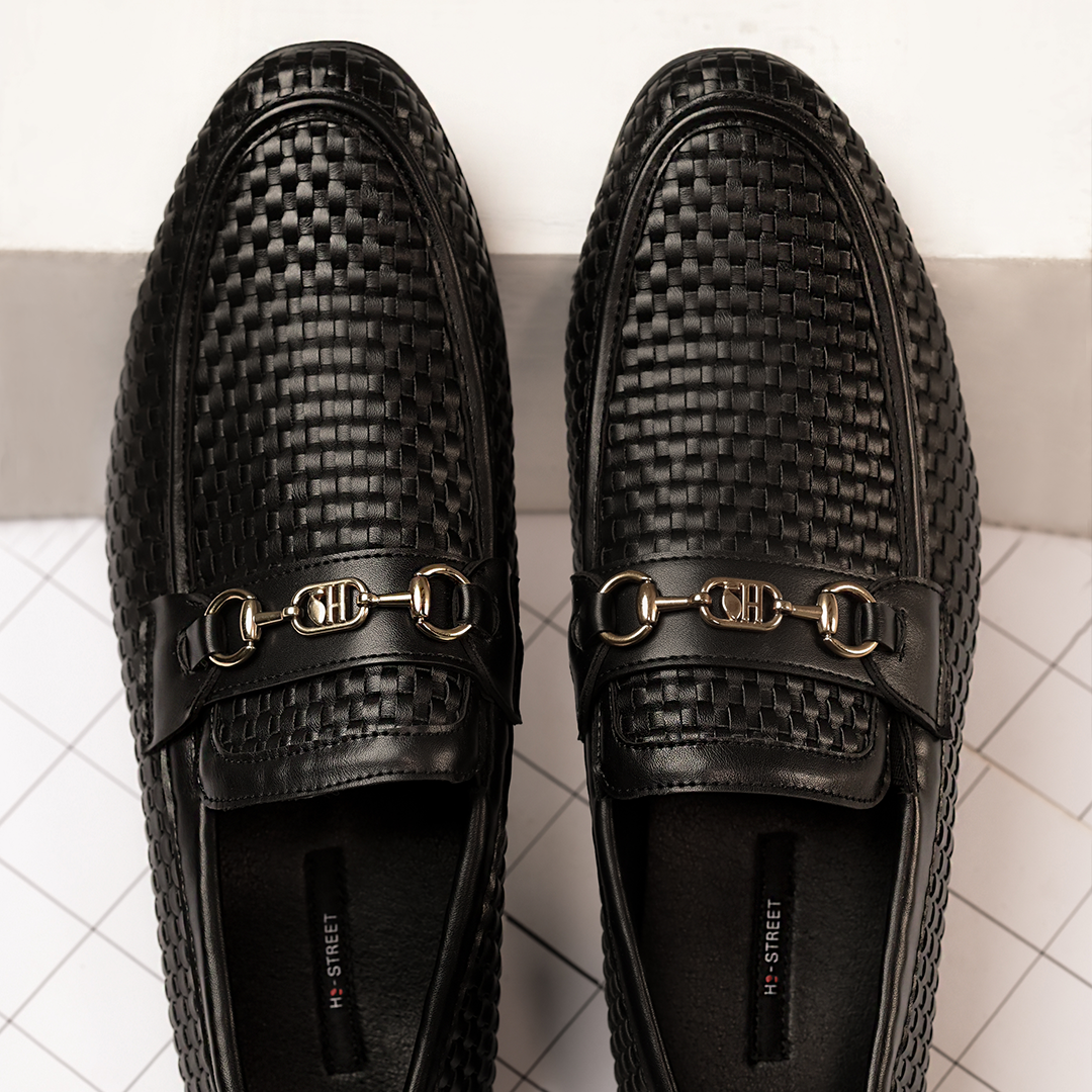 BLACK BRAIDED SNAFFLE LOAFER