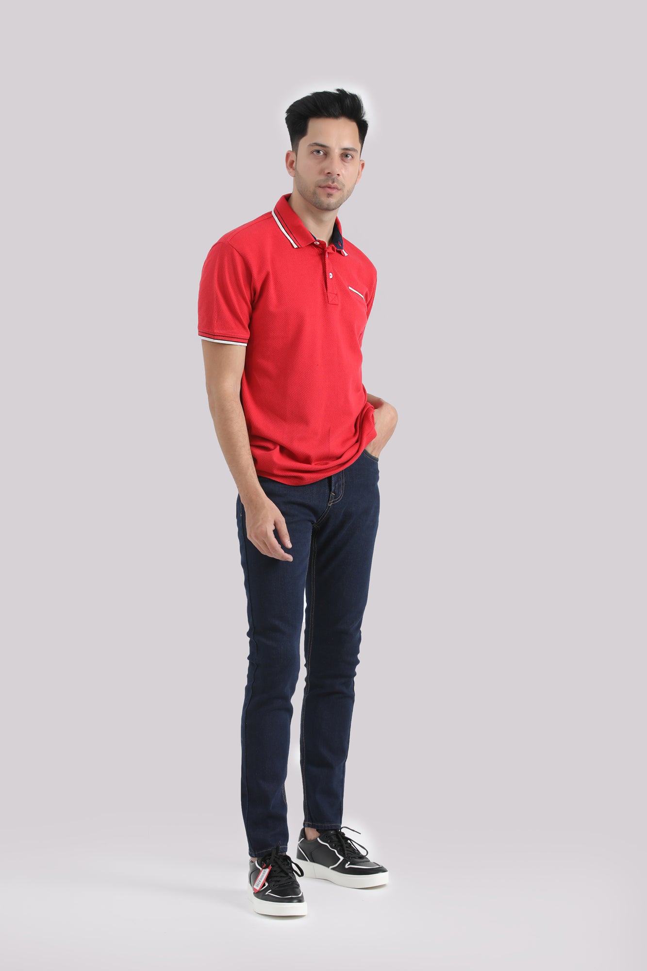 Contrast Textured Polo Shirt