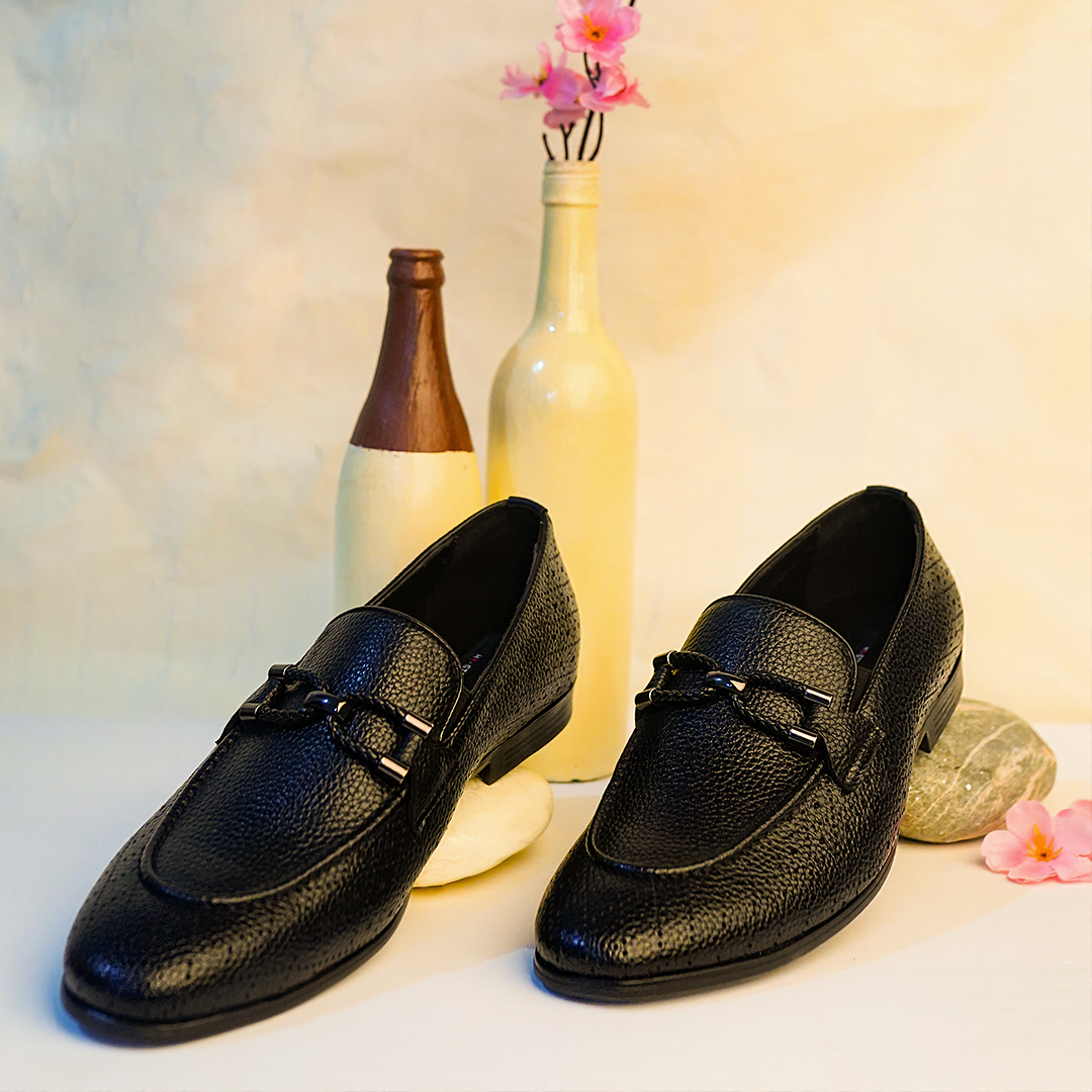 BLACK MILT LEATHER LOAFERS