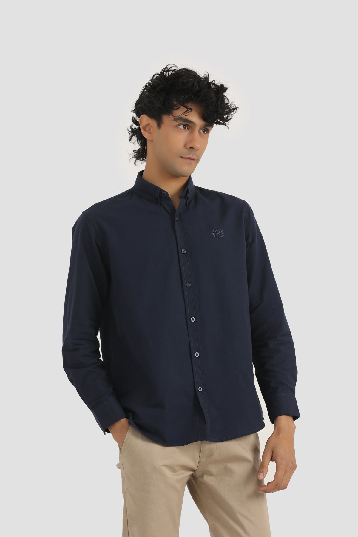 NAVY EMBROIDED LOGO SHIRT