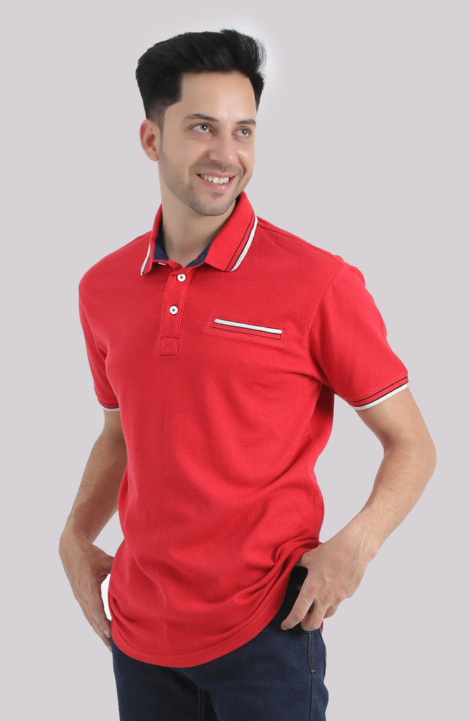 Contrast Textured Polo Shirt