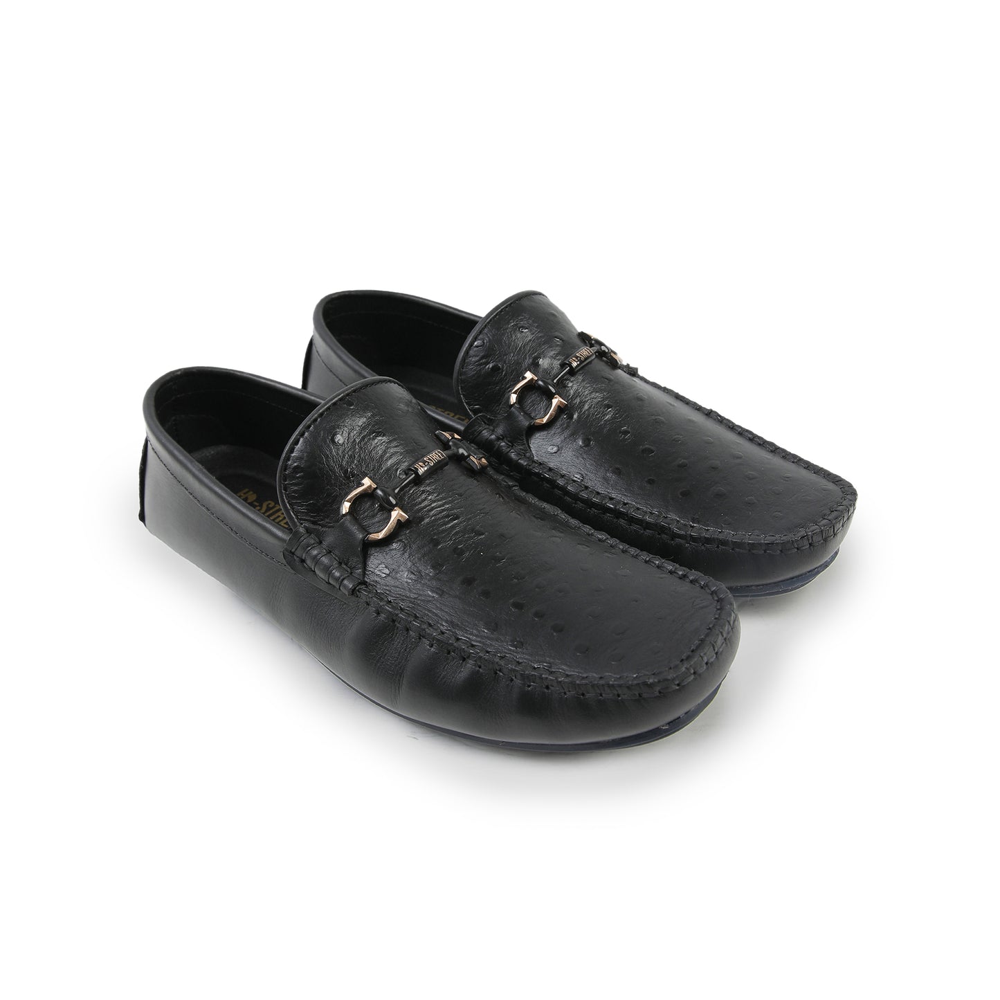 BLACK TEXTURED LEATHER MOCCASINS