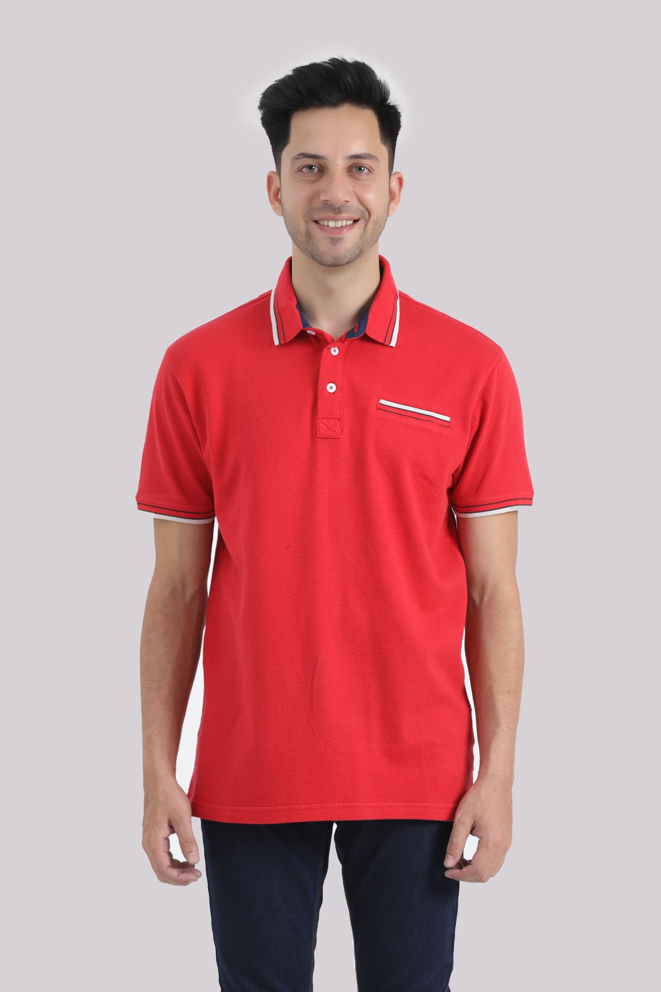 Contrast Textured Polo Shirt