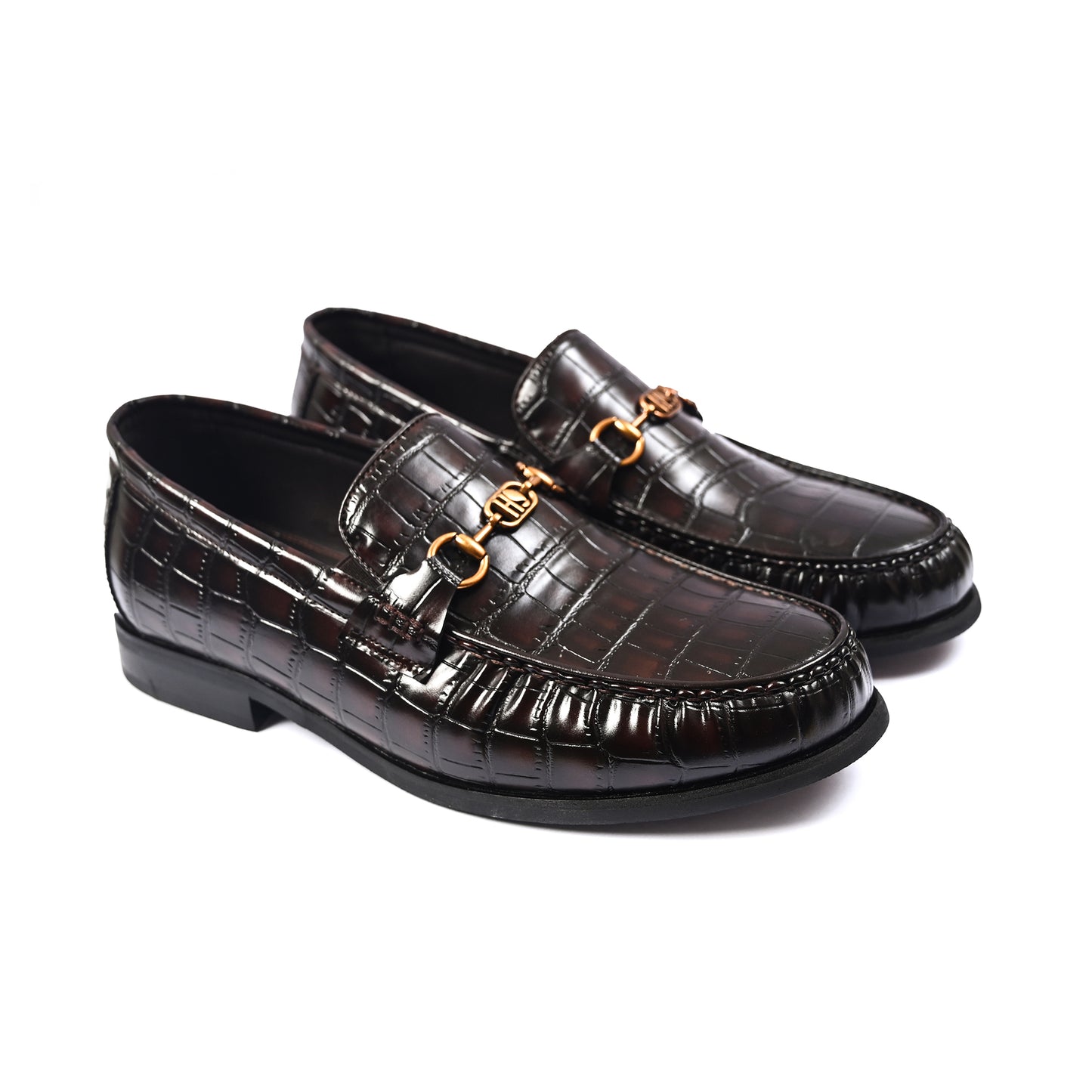 BROWN CROCO TEXTURED SHOES
