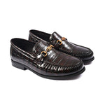 BROWN CROCO TEXTURED SHOES