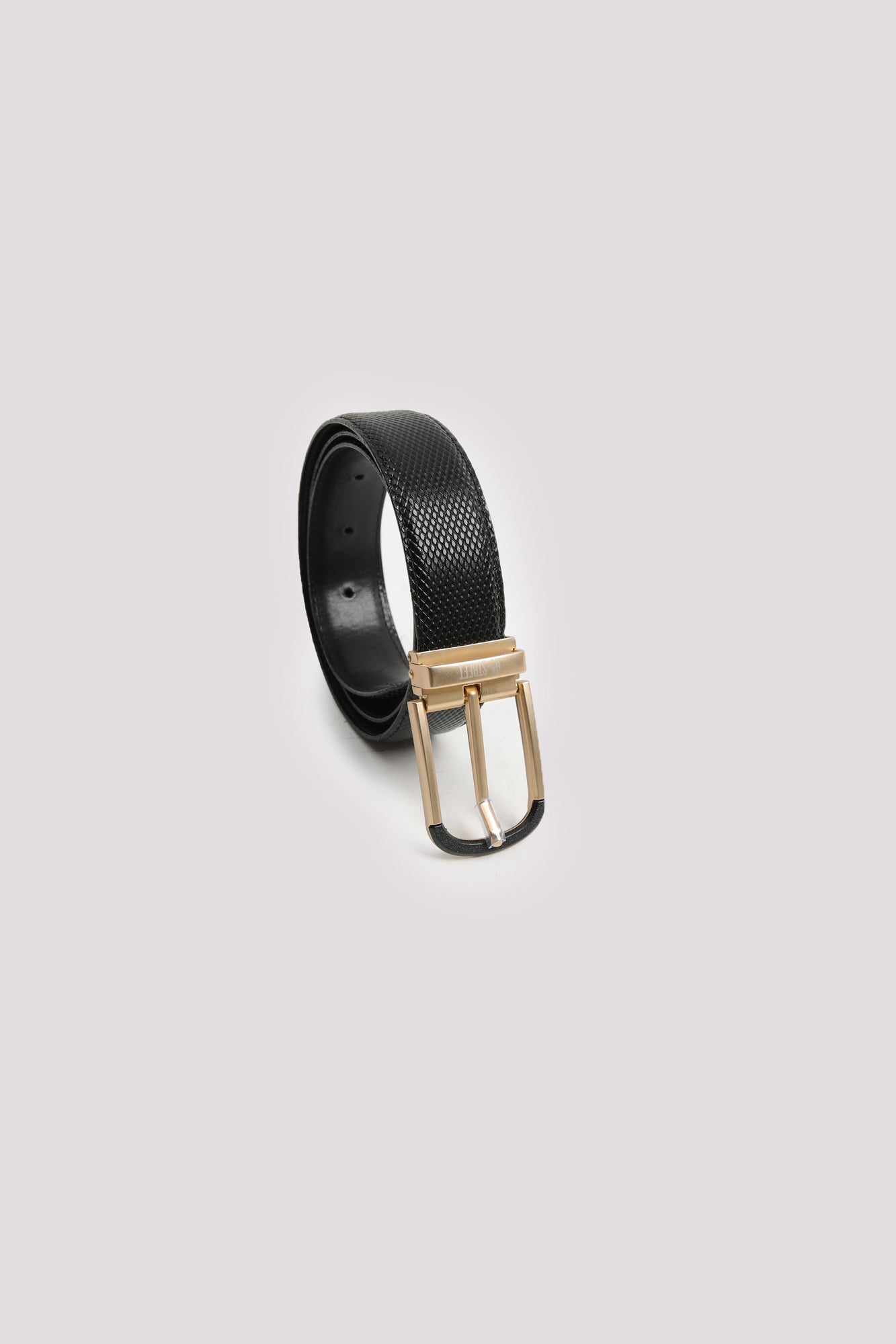 Black Textured Leather Belt