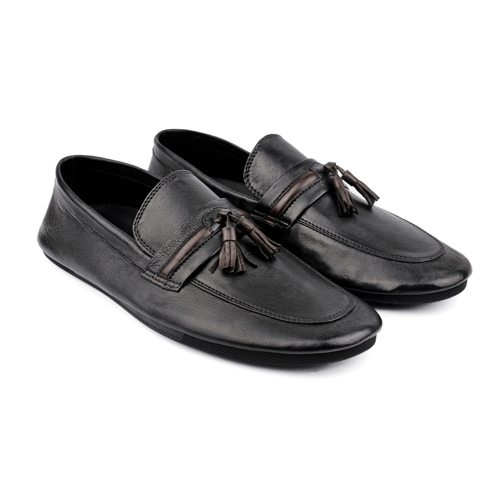 BLACK LEATHER FLEXIBLE LOAFER