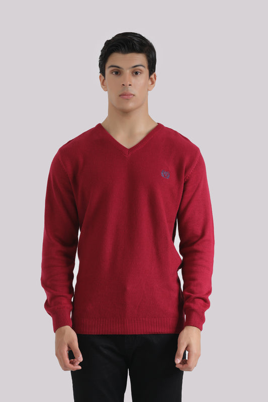 RED BASIC KNIT SWEATER