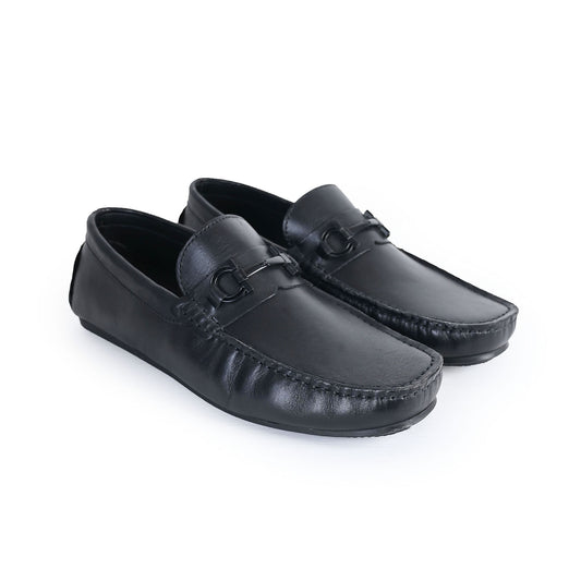 BLACK ANILINE LEATHER MOCCASIN