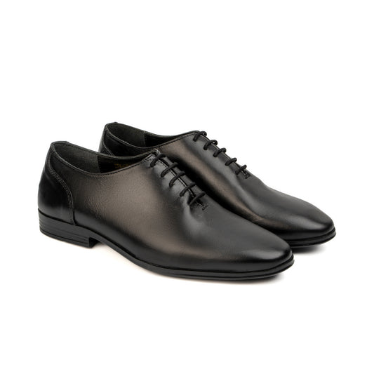 BLACK LEATHER LACEUP SHOES
