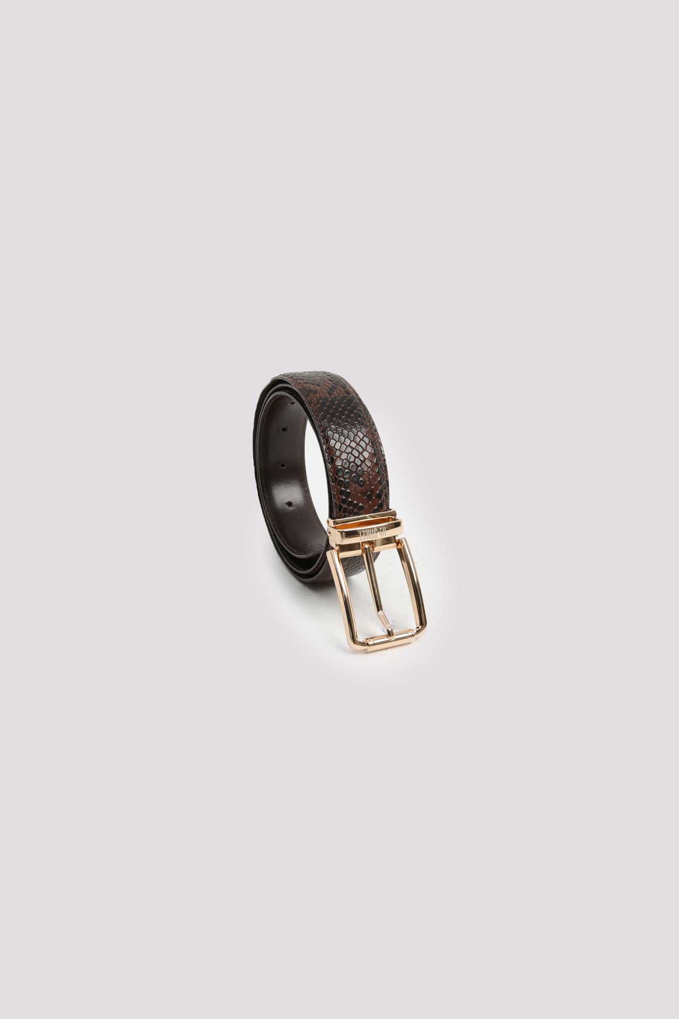 Brown Textured Leather Belt