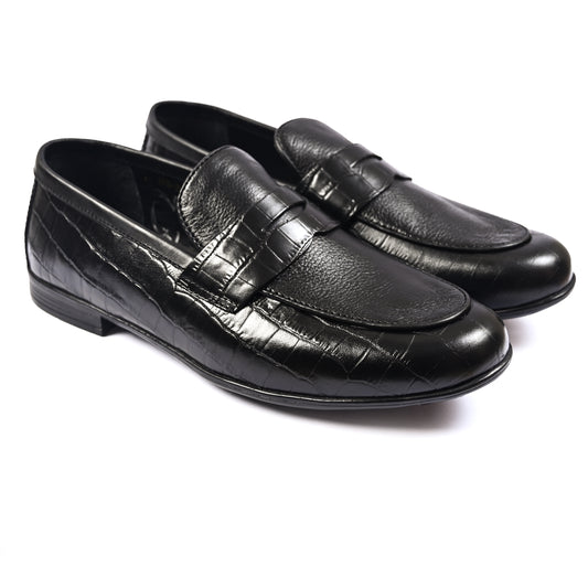 BLACK SPLIT LEATHER SHOES