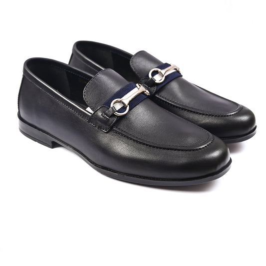 NAVY ANILINE LEATHER SHOES