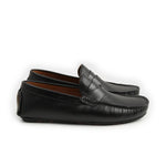 BLACK TEXTURED LEATHER MOCCASINS