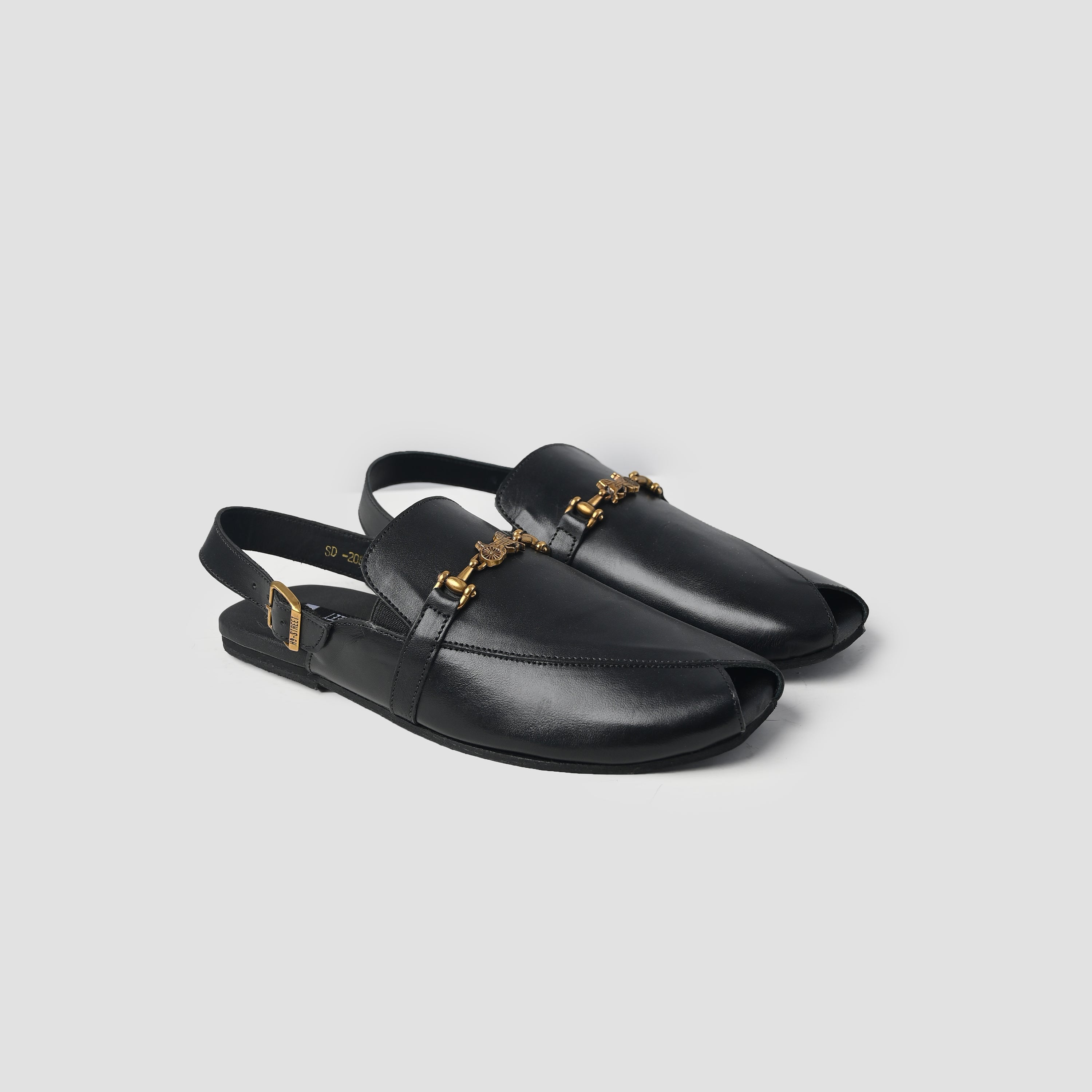 BLACK PEBBLE GRAIN LEATHER SANDAL