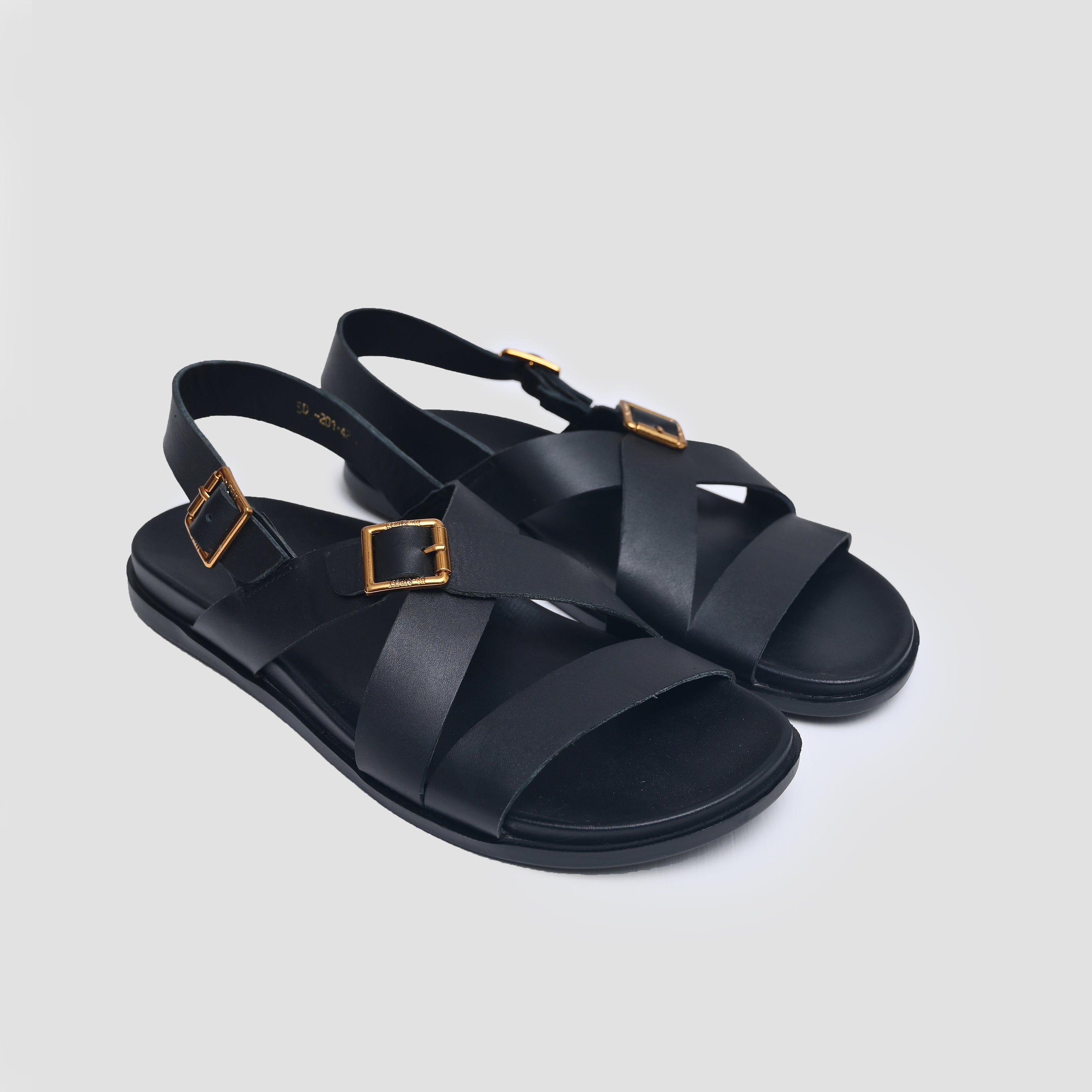 BLACK ANILINE LEATHER SANDAL