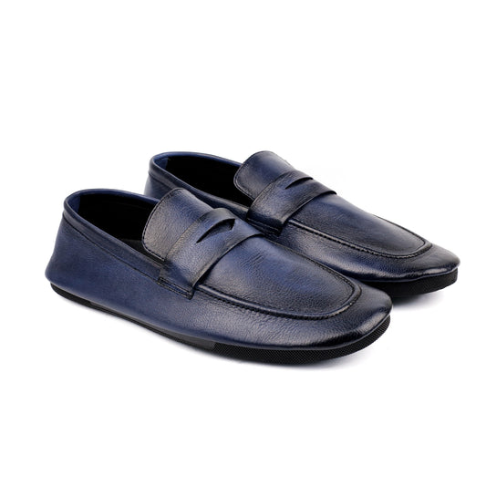 NAVY TWO TONE LEATHER LOAFERS