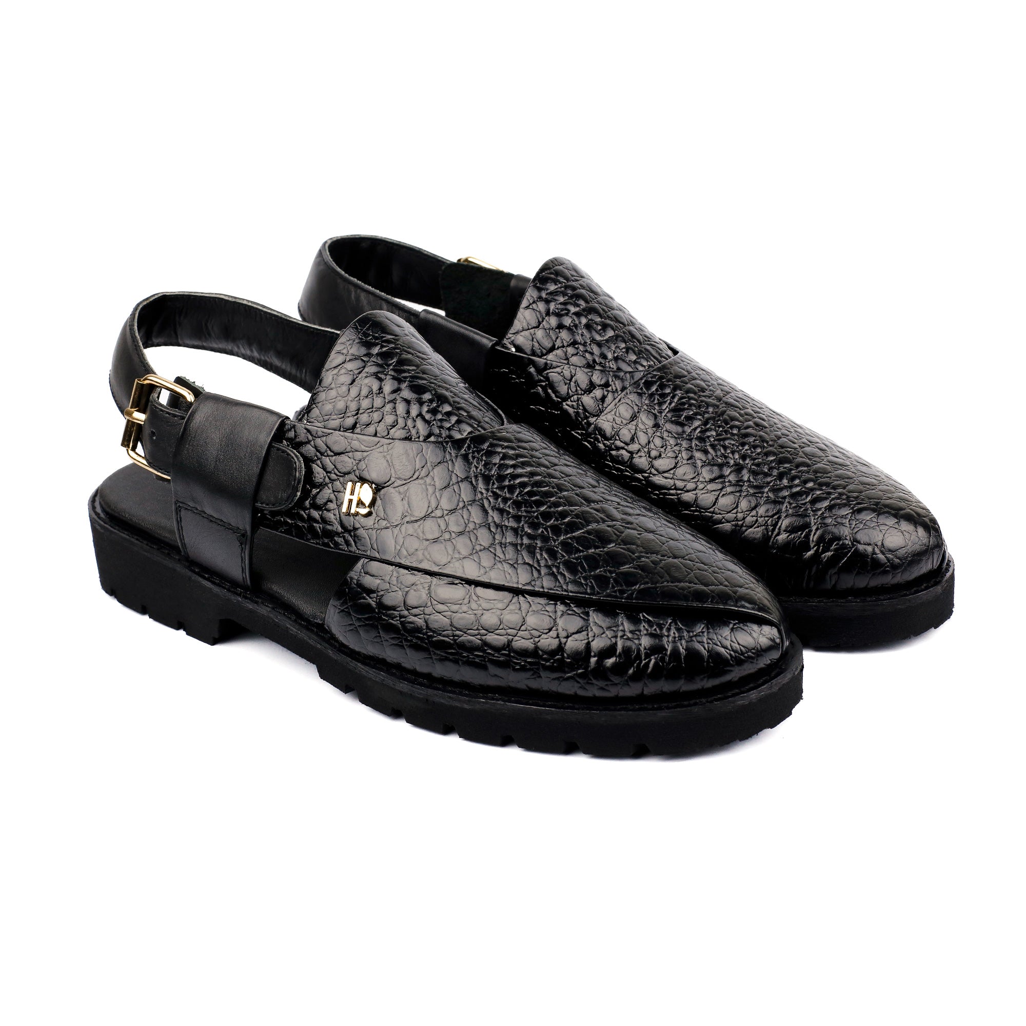 BLACK TEXTURED SANDAL