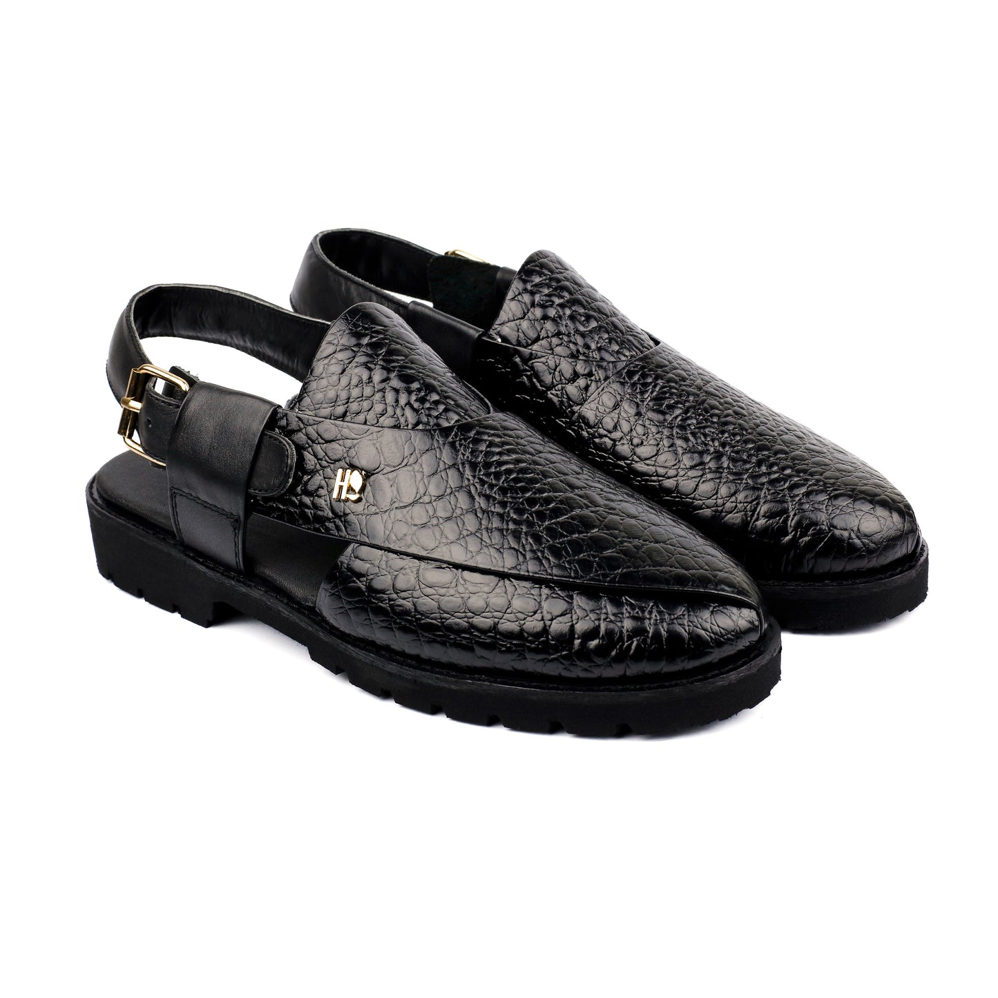 BLACK TEXTURED SANDAL