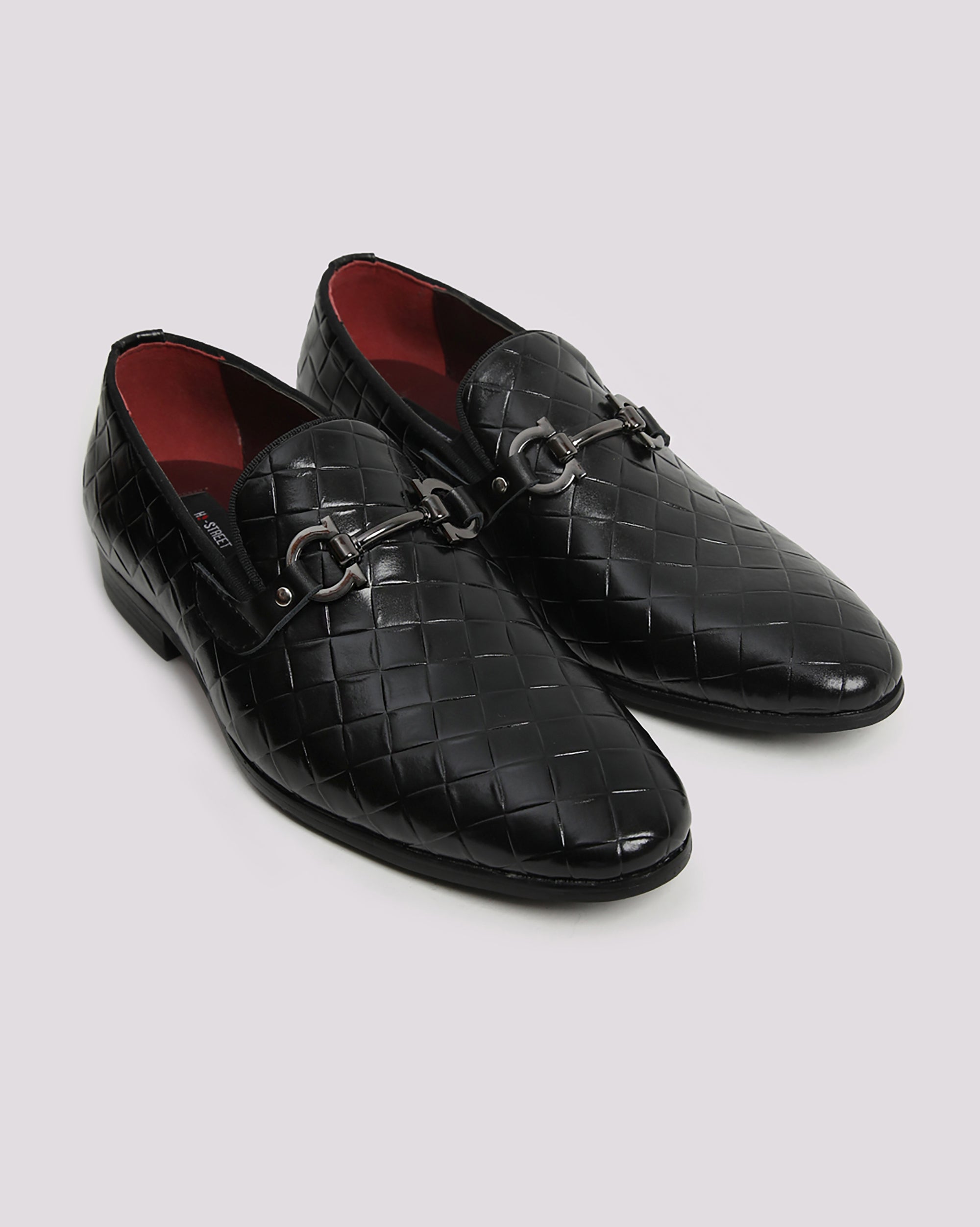 Black Embossed Leather Shoes