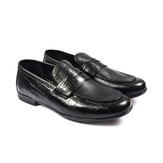 BLACK SPLIT LEATHER SHOES
