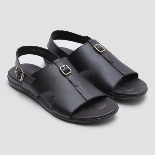 black leather flip flop