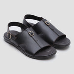 black leather flip flop