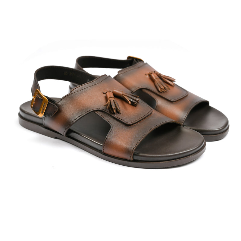 brown leather sandals