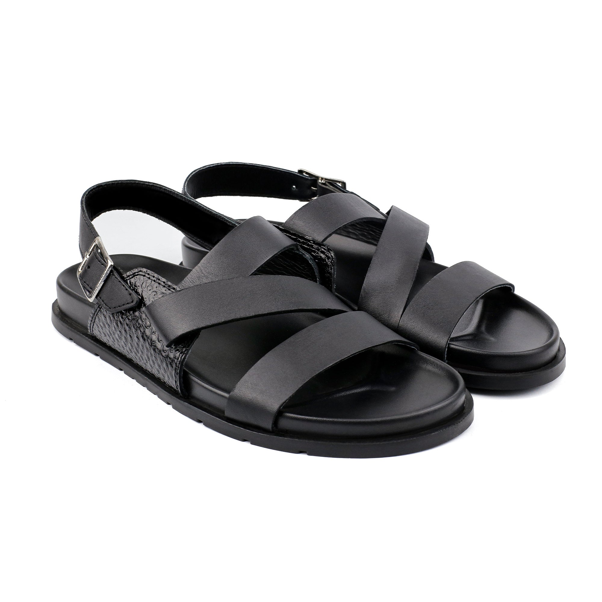 BLACK SPLIT LEATHER SANDAL