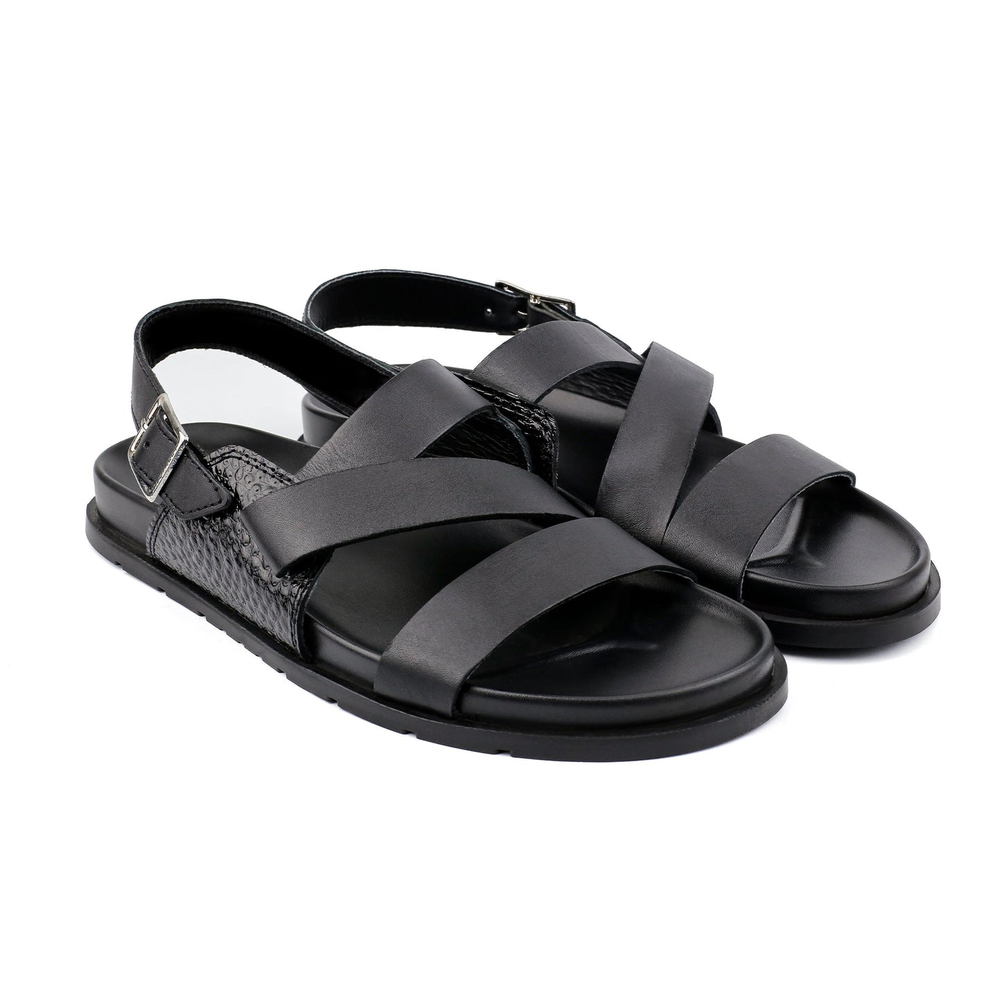 BLACK SPLIT LEATHER SANDAL