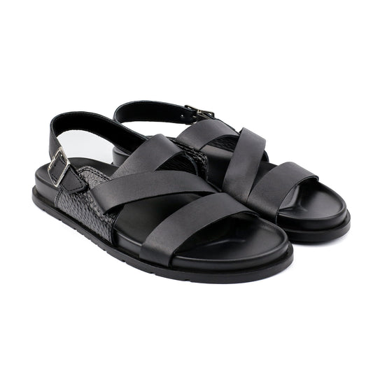 BLACK SPLIT LEATHER SANDAL