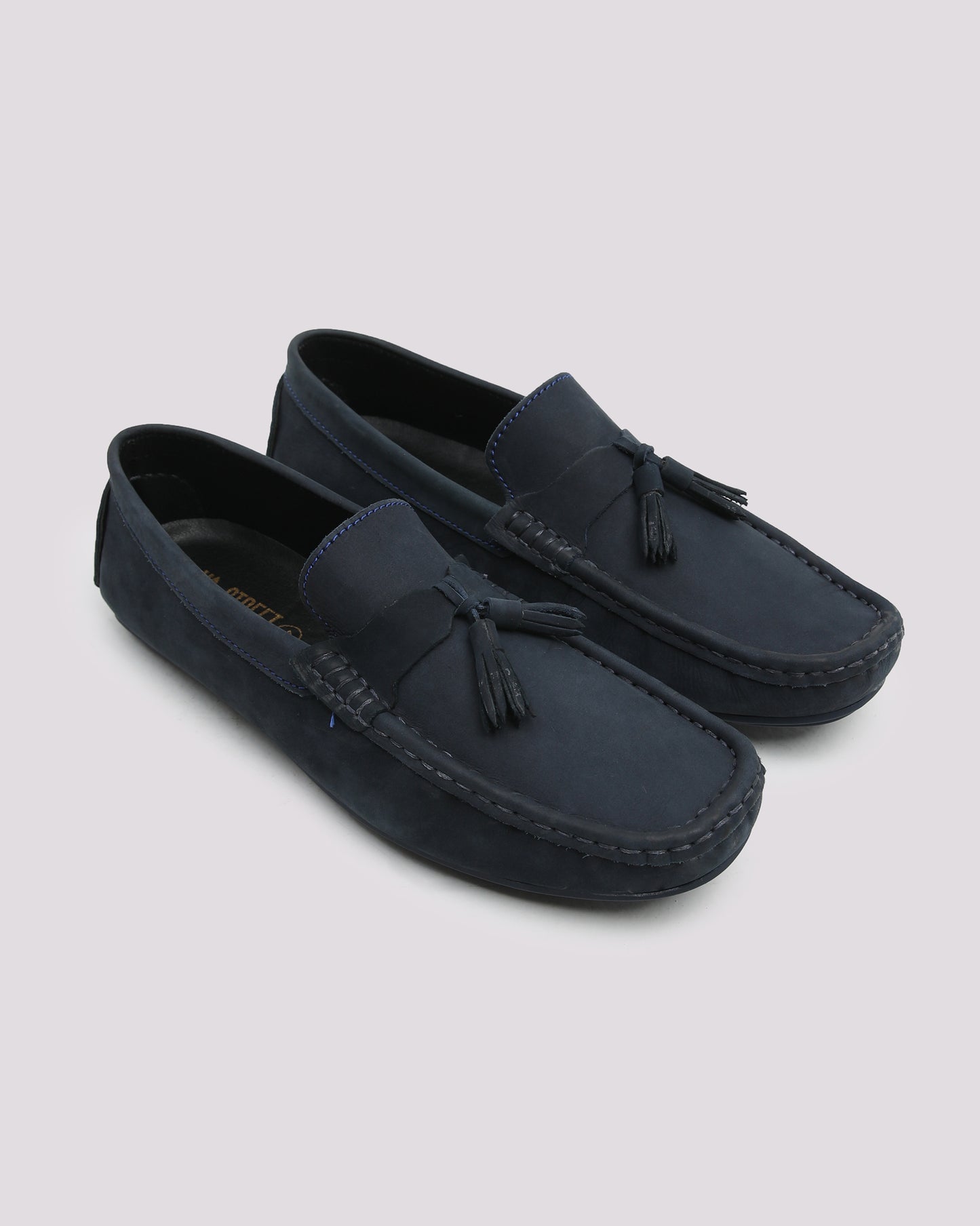 Navy Suede Loafer With Tassel