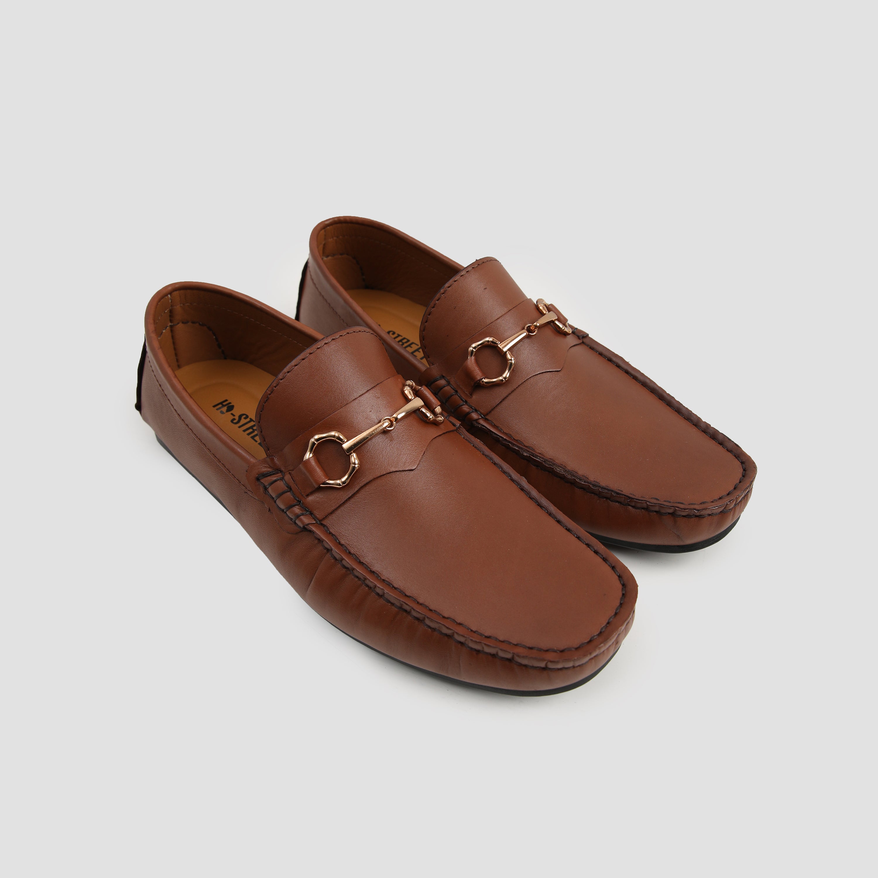 BROWN MOCCASIN WITH GOLDEN BUCKLE