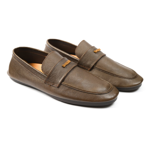 BROWN MILT LEATHER MOCCASIN