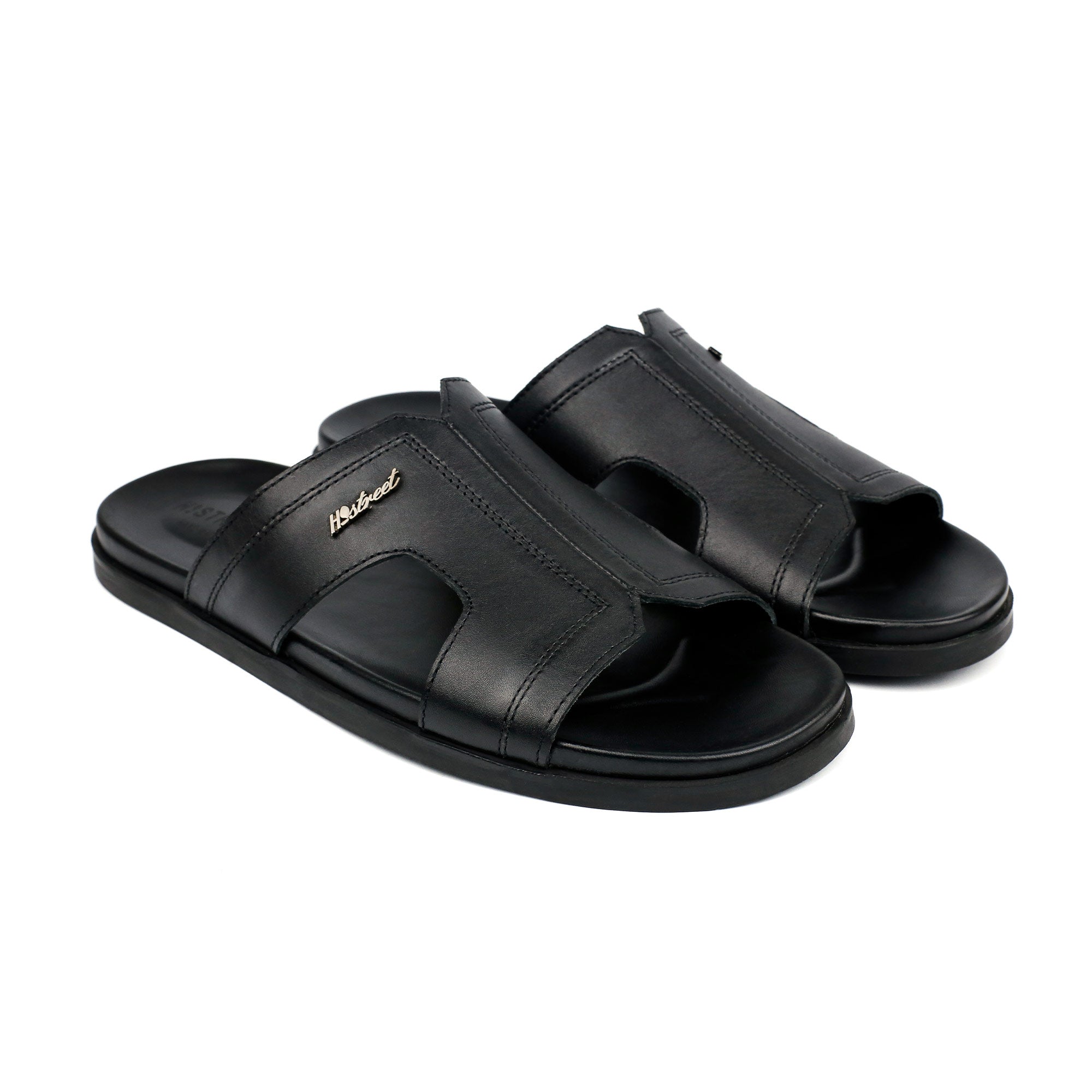 BLACK ANILINE LEATHER SLIPPER
