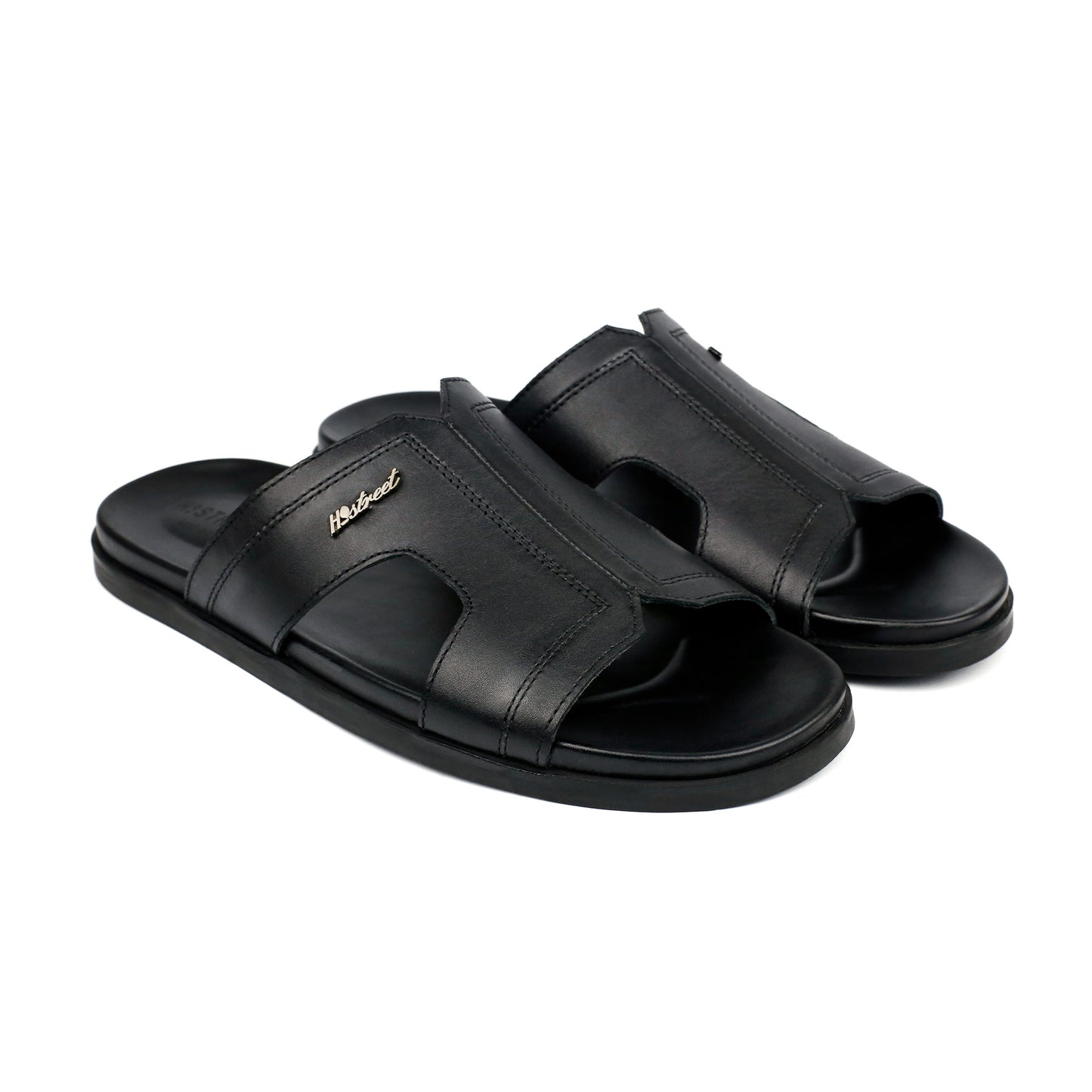 BLACK ANILINE LEATHER SLIPPER