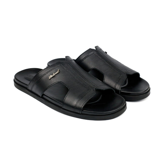 BLACK ANILINE LEATHER SLIPPER