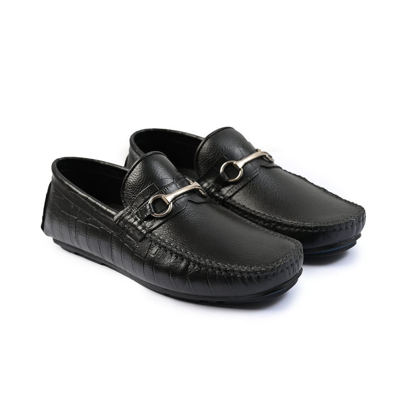 BLACK LEATHER MOCCASIN
