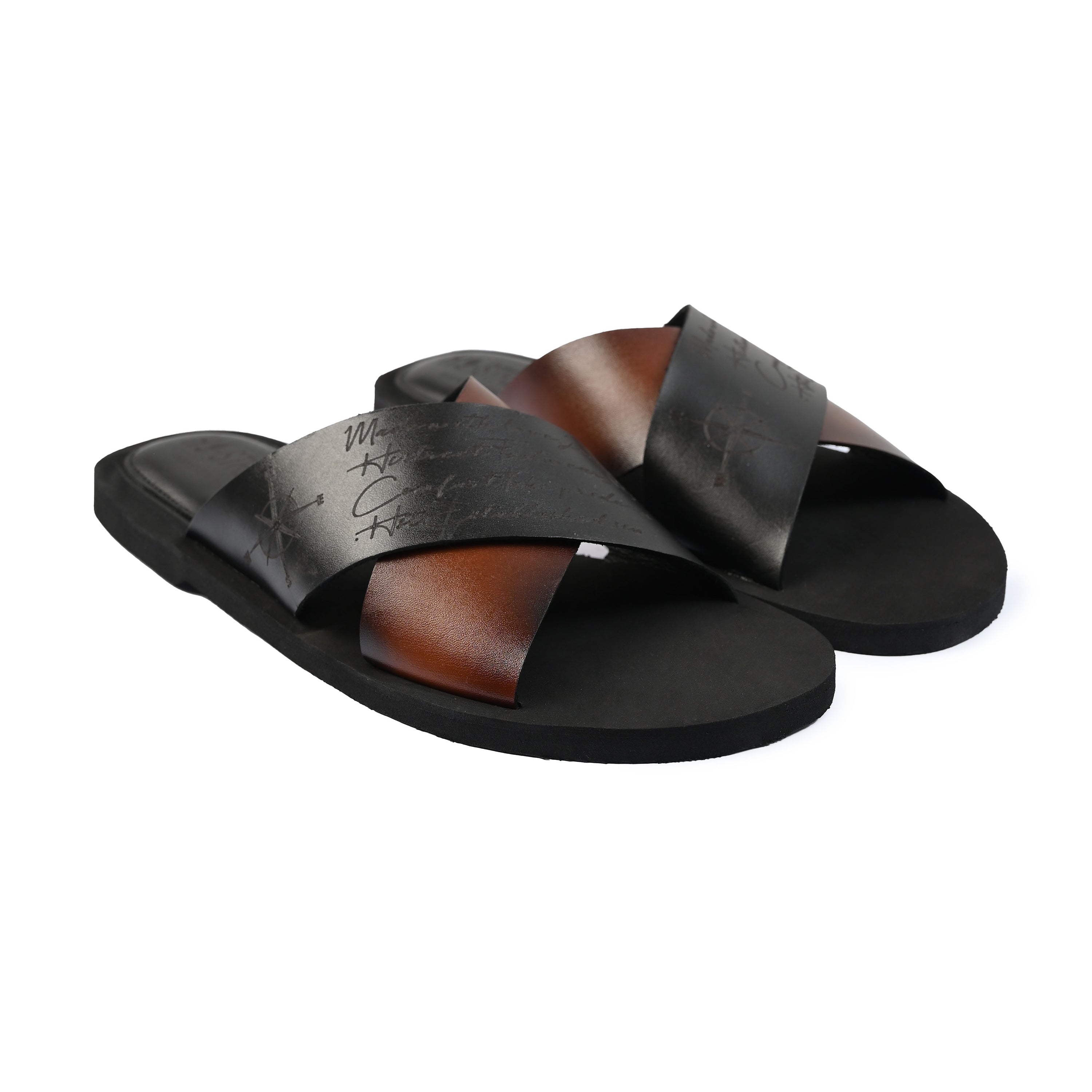 CONTRAST CROSS STRAP SLIPPER