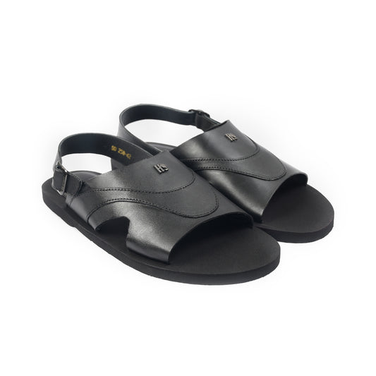 BLACK LEATHER COMFORT SANDAL