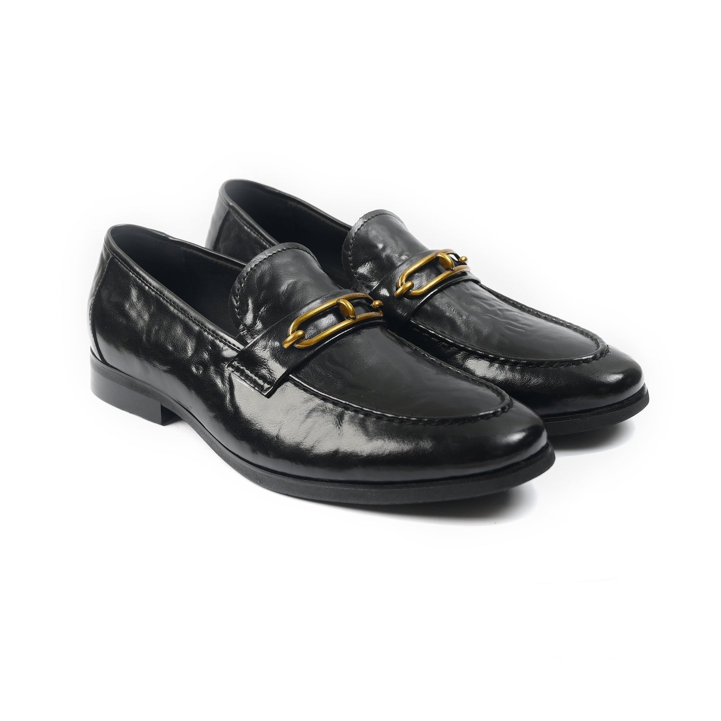 BLACK PATENT BUCKLE SHOES